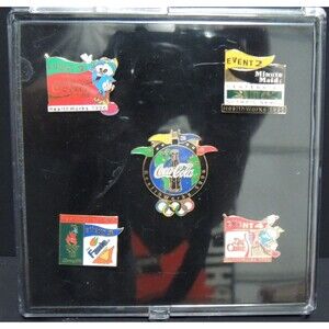 Coca Cola Healthworks Sponsor Event Pin set 1996 Olympics Atlanta with Case 5pcs